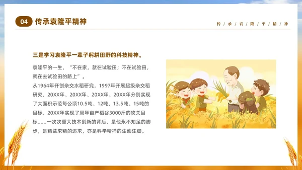 黄色实拍稻穗522纪念杂交水稻之父袁隆平主题班会PPT纪念袁隆平