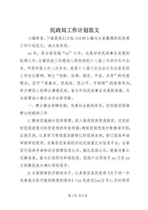 民政局工作计划范文.docx