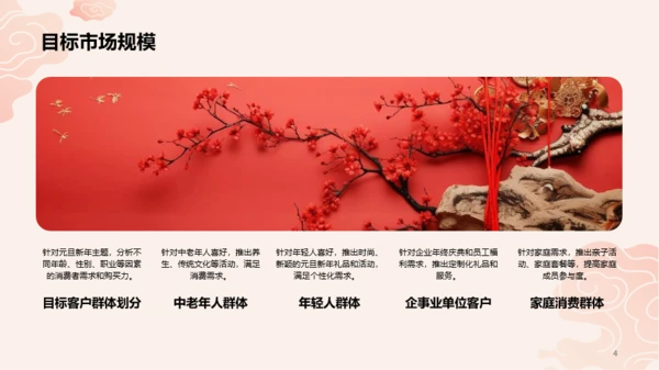 红色插画元旦新年主题推广PPT模板