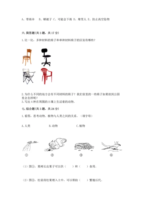 教科版二年级上册科学期末测试卷（考试直接用）.docx