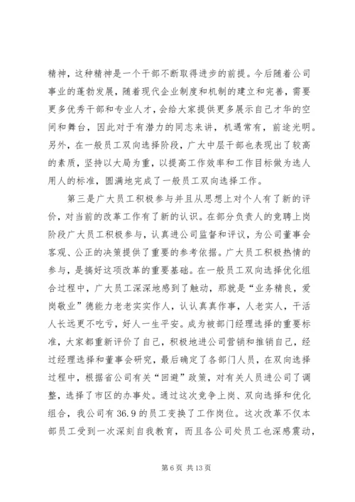 企业双向选择优化组合改革总结大会致辞.docx