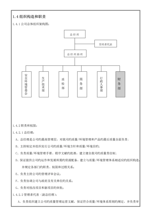 五金有限公司质量与环境管理标准手册.docx