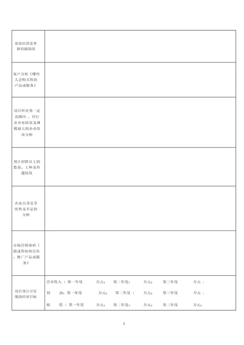 五华区北理工孵化器大学生创业园入园申请书