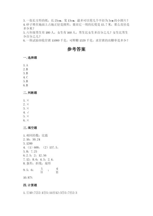 2022人教版六年级上册数学期末测试卷及完整答案【典优】.docx