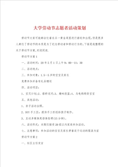 大学劳动节志愿者活动策划