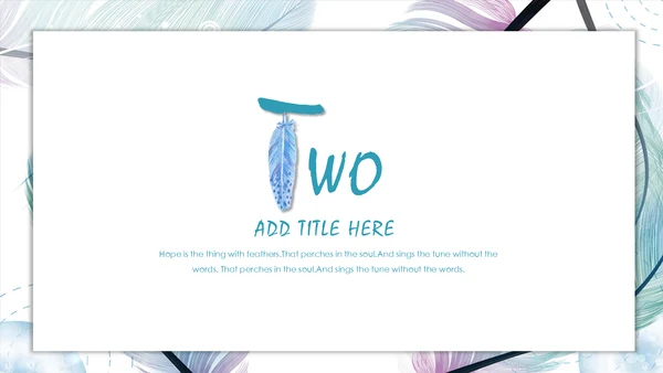 小清新靓丽羽毛创意通用PPT模板