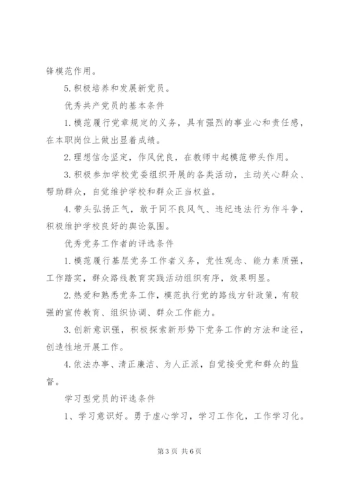 心天中学学年度党员评选方案.docx