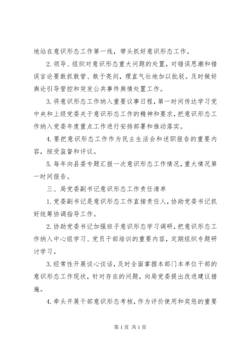 领导班子意识形态工作责任清单（多篇）.docx