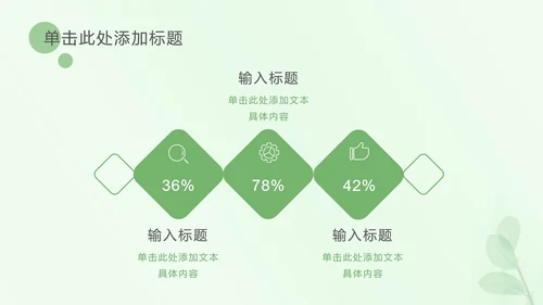 浅绿色树叶小清新PPT模板