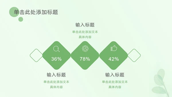 浅绿色树叶小清新PPT模板