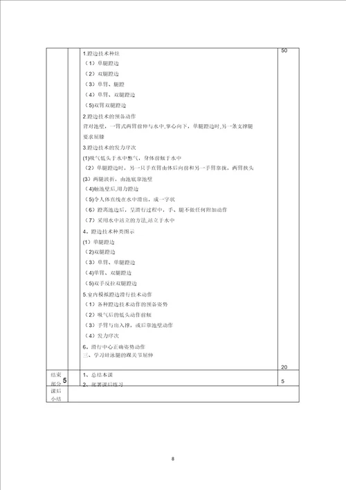 游泳训练课程教案