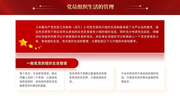 红色党建党课党支部的组织生活课件PPT模板