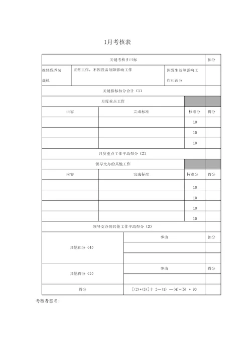 维修工职务考核手册