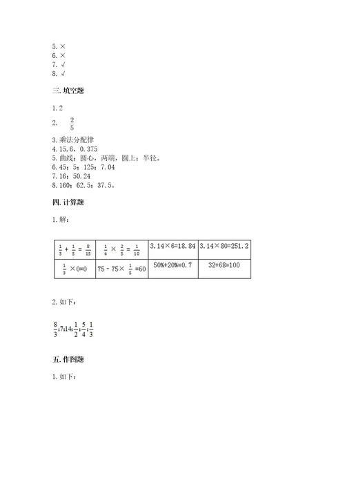 小学六年级上册数学期末测试卷附答案（基础题）