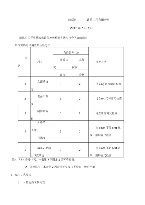 内墙涂料施工方案样本