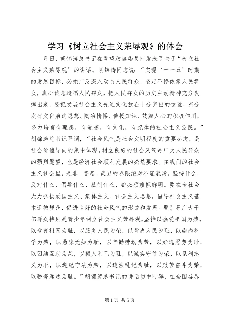 学习《树立社会主义荣辱观》的体会.docx