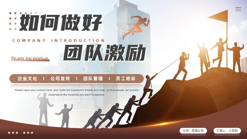 棕色大气商务励志如何做好团队激励企业管理工作总结PPT模板