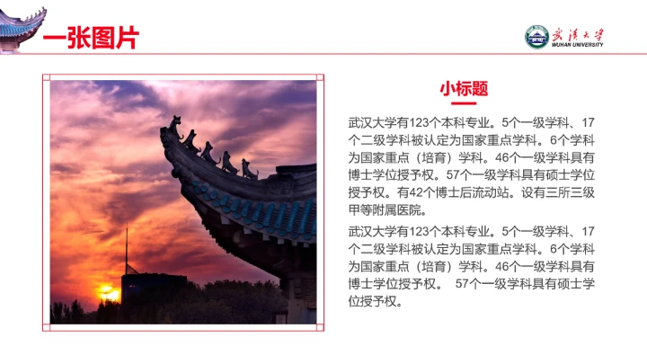 红色武汉大学专属学术汇报毕业答辩通用PPT模板