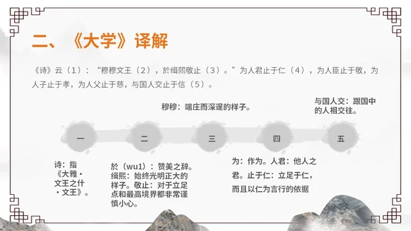 橙灰色水墨风中国风古风国学经典诵读大学水墨PPT课件