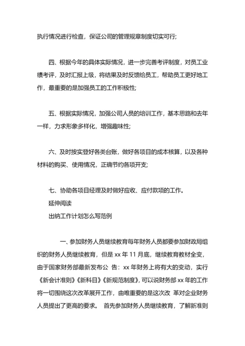 出纳工作计划怎么写范文.docx