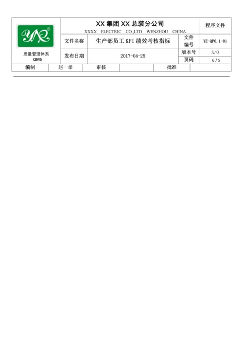 生产部员工KPI绩效考核指标(精).docx