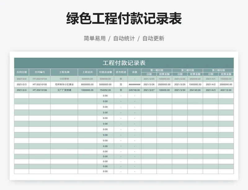 绿色工程付款记录表