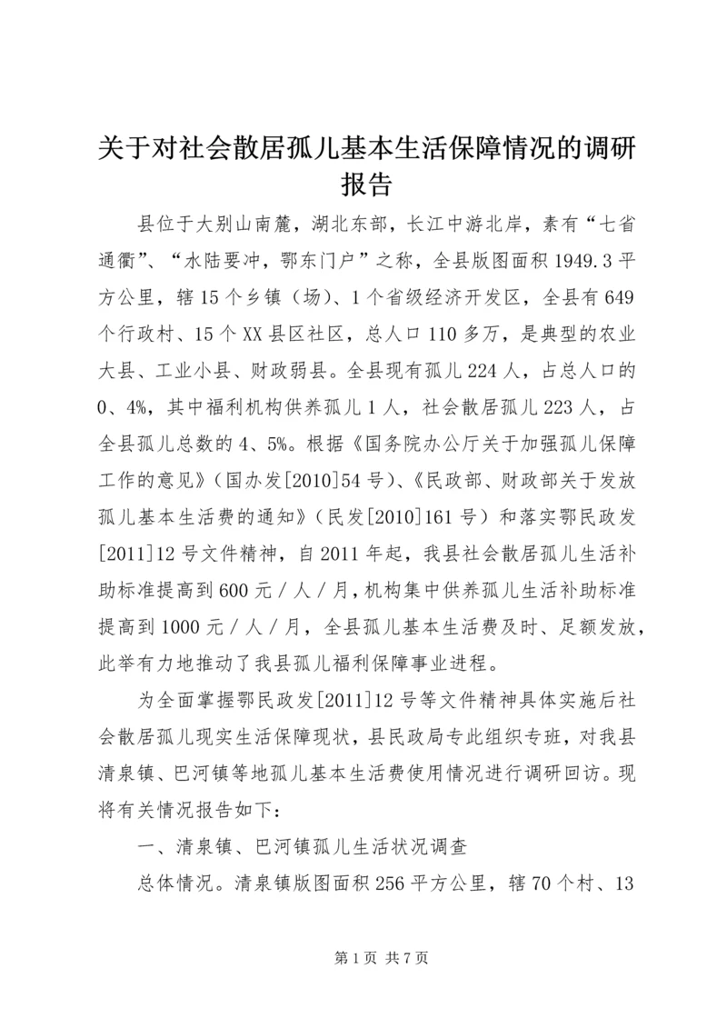 关于对社会散居孤儿基本生活保障情况的调研报告.docx