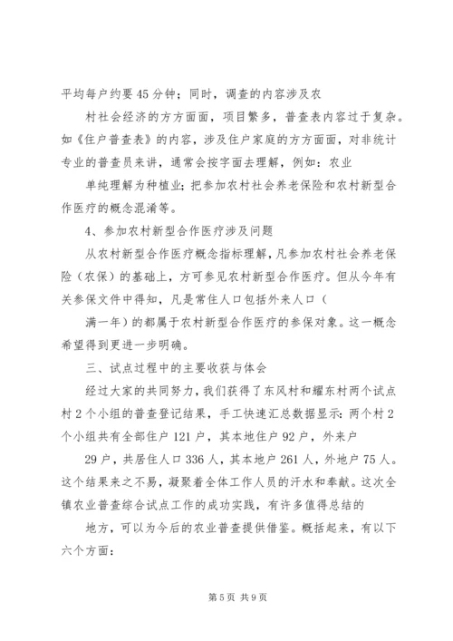 乡镇第二次农业普查综合试点工作总结.docx