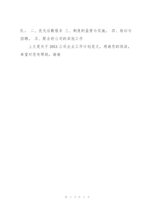 20XX公司企业工作计划范文.docx