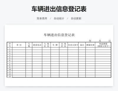 车辆进出信息登记表