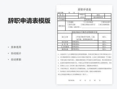 辞职申请表模版