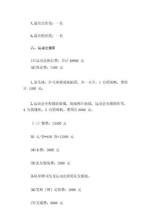 公司运动会方案及预算