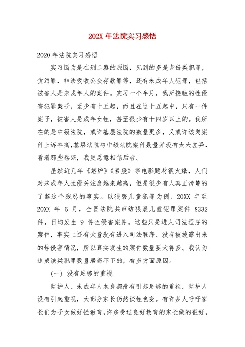 202X年法院实习感悟