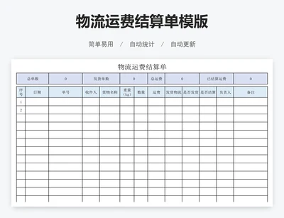 物流运费结算单模版