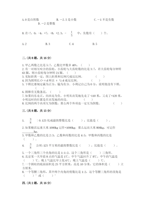 河南省平顶山市六年级下册数学期末考试试卷附参考答案（巩固）.docx