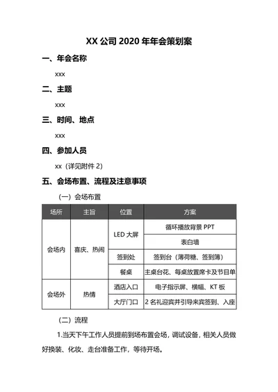 XX公司20XX年年会策划案