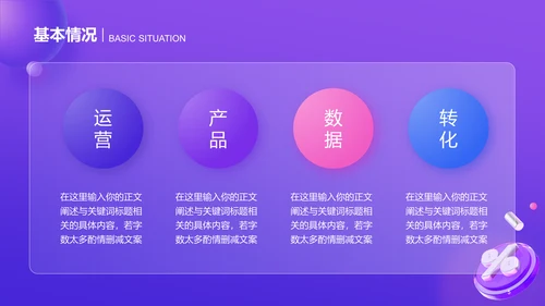 紫色创意毛玻璃电商工作总结PPT