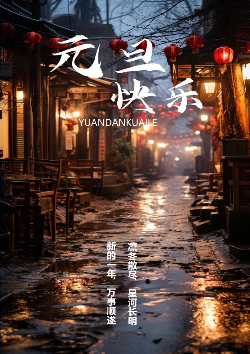 新的一年万事顺遂元旦海报