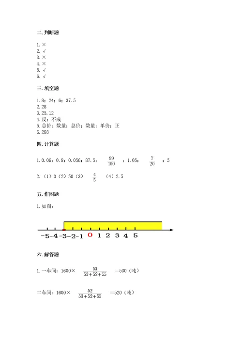 小学六年级下册数学期末测试卷及完整答案考点梳理