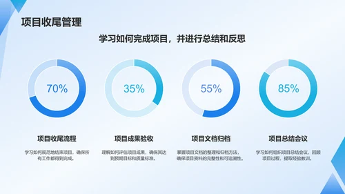 蓝色3D风项目进度管理PPT模板