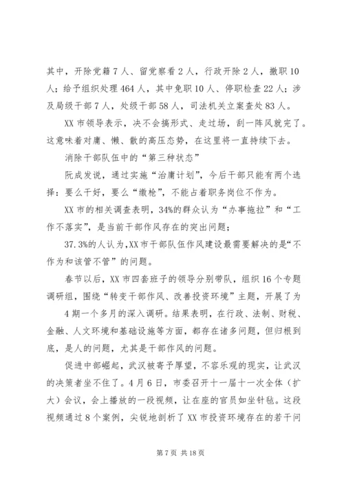 学习武汉不容“庸懒散”之感悟.docx