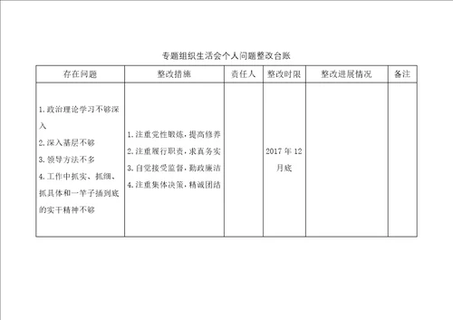 组织生活会问题整改台账