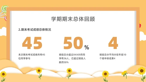 黄色卡通风格小学期末家长会PPT课件