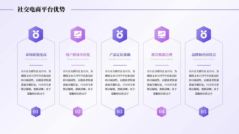紫色商务风5项列表PPT单页