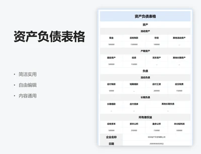 资产负债表格