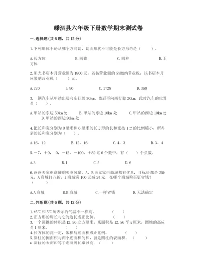 嵊泗县六年级下册数学期末测试卷精品及答案.docx