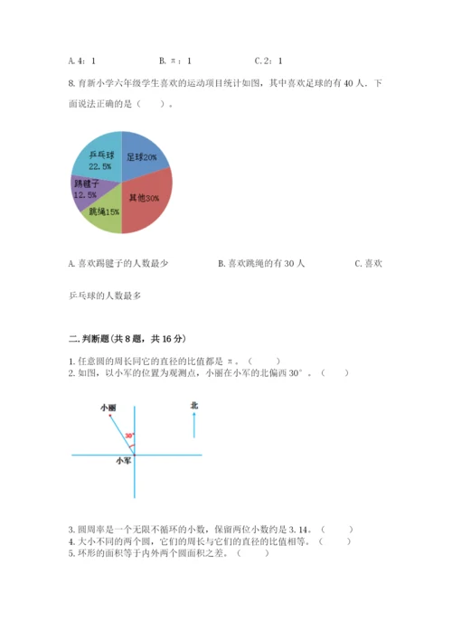 小学数学六年级上册期末卷及参考答案（轻巧夺冠）.docx