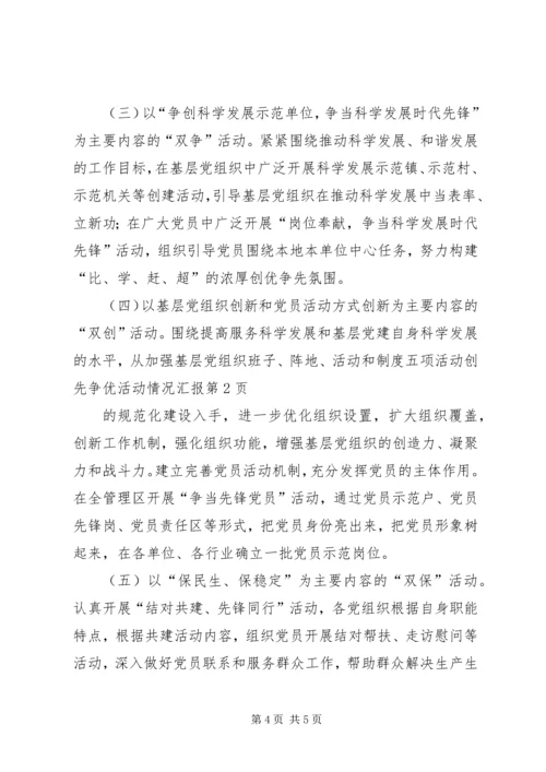 五项活动创先争优活动情况汇报.docx