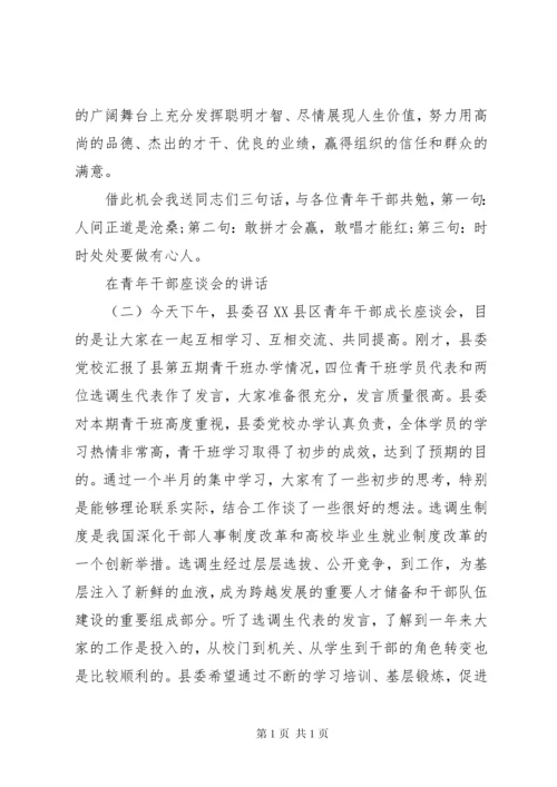 在青年干部座谈会的讲话.docx