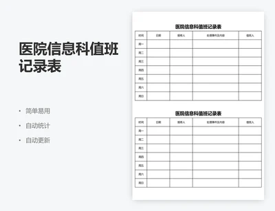 医院信息科值班记录表